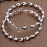 Women’s 925 Sterling Silver Hoops 2.5 Inch Spiral Twist Hoop Earrings