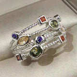 Women’s 925 Sterling Silver Multicolor Cubic Zirconia Ring 6