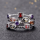 Women’s 925 Sterling Silver Multicolor Cubic Zirconia Ring