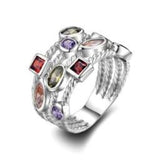 Women’s 925 Sterling Silver Multicolor Cubic Zirconia Ring