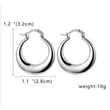 Women’s 925 Sterling Silver Round Smooth Crescent Moon Hoop Earrings 1.1 inch