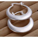 Women’s 925 Sterling Silver Round Smooth Crescent Moon Hoop Earrings 1.1 inch