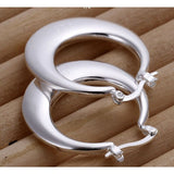 Women’s 925 Sterling Silver Round Smooth Crescent Moon Hoop Earrings 1.1 inch