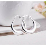 Women’s 925 Sterling Silver Round Smooth Crescent Moon Hoop Earrings 1.1 inch
