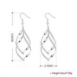 Womens 925 Sterling Silver Twist Spiral Long Drop Dangle Charm Earrings 