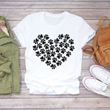 Women’s Dog Hand Funny Style Cute Print Graphic Top Shirt Tee T-Shirt CZ23033 / S