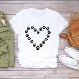 Women’s Dog Hand Funny Style Cute Print Graphic Top Shirt Tee T-Shirt CZ23050 / XL