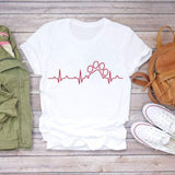 Women’s Dog Hand Funny Style Cute Print Graphic Top Shirt Tee T-Shirt CZ23048 / XXL
