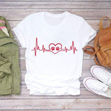 Women’s Dog Hand Funny Style Cute Print Graphic Top Shirt Tee T-Shirt CZ23054 / XXL