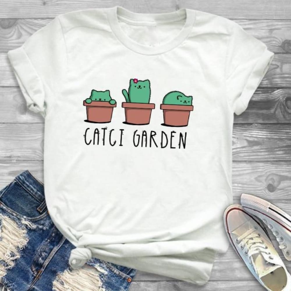 Women’s Fashion Free Hug Plants Cactus Print Graphic T Shirt T-Shirt Tee Shirt Tees CZ20546 / XL