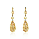 Womens Stunning 18K Rose Gold Filled White Topaz Dangle Drop Leverback Earrings