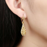 Womens Stunning 18K Rose Gold Filled White Topaz Dangle Drop Leverback Earrings