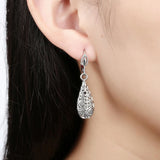 Womens Stunning 18K Rose Gold Filled White Topaz Dangle Drop Leverback Earrings